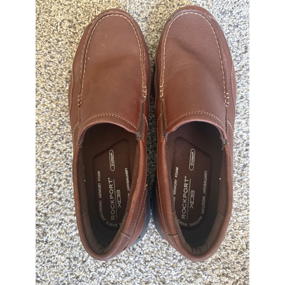 Rockport XCS Slip On Loafers Mens 13 W Brown Excellent Leather TruTech H79442